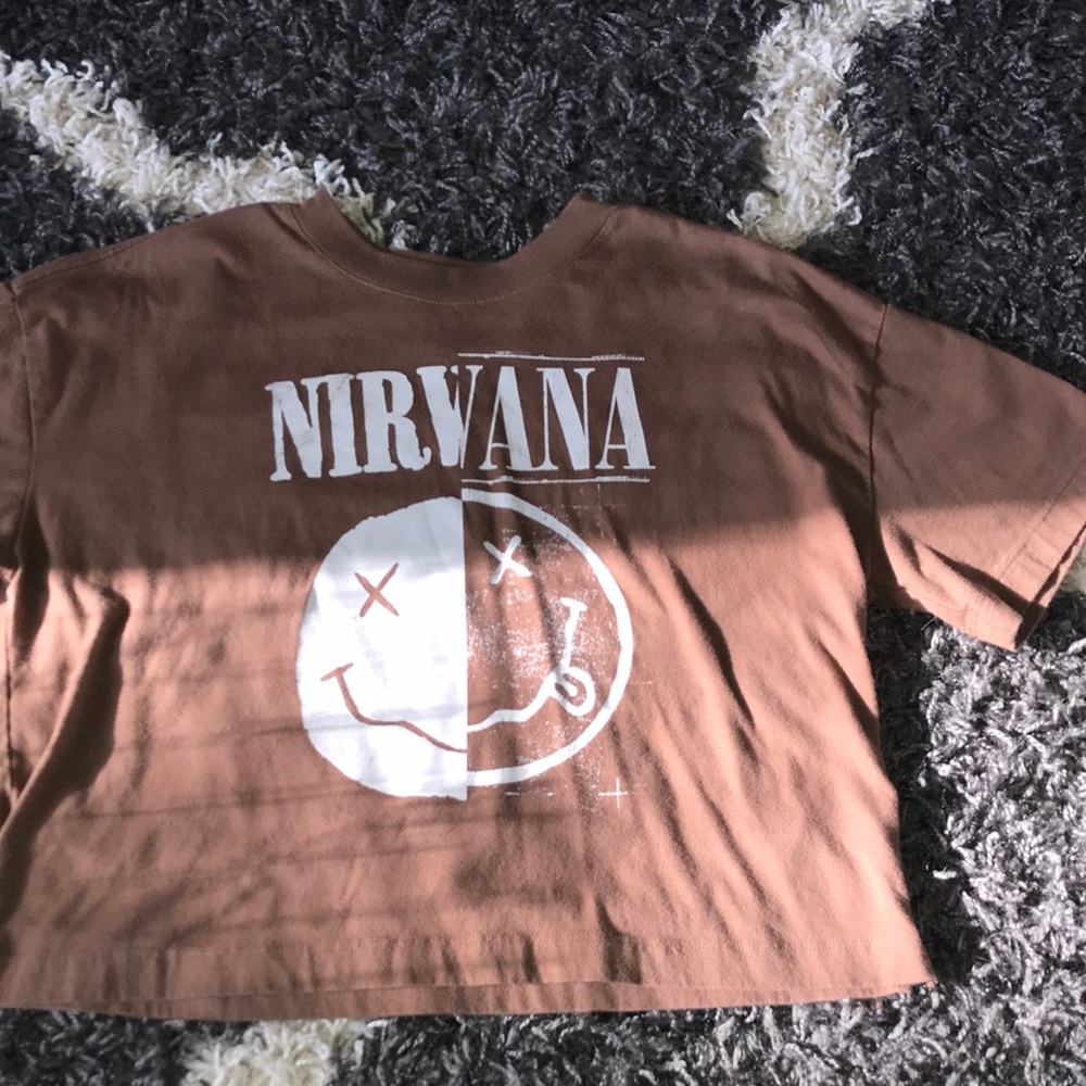 Nirvana Boxy Cropped Brown Graphic Tee Gap Teen Size 18/20 | EUC